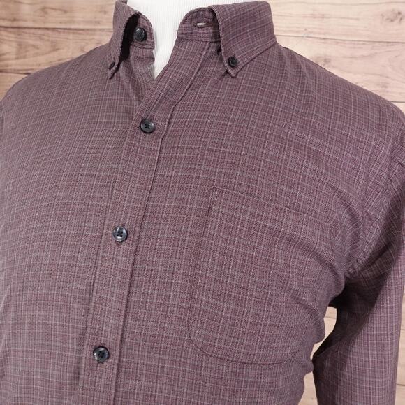 Van Heusen Flex Shirt Mens Large Button Up Long Sleeve Plaid Pocket Casual - Picture 2 of 8